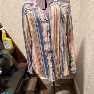 Colorful Striped Button-Up Shirt